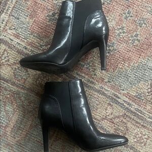 Franco Sarto Shiny Black Heeled Boots